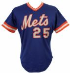 1983 Danny Heep New York Mets Game Worn Alternate Blue Jersey (MEARS LOA)
