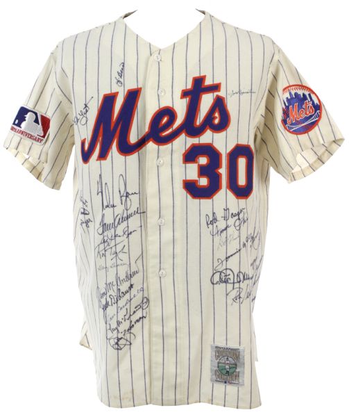 1969 New York Mets Signed  Mitchell & Ness Cooperstown Collection Jersey w/ 31 Signatures Including Ryan, Seaver, Berra & More (JSA)