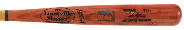 1999-2000 Sean Berry Milwaukee Brewers Autographed Louisville Slugger Professional Model Game Used Bat (MEARS A9)