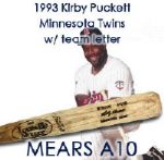 1993 Kirby Puckett Minnesota Twins Louisville Slugger Professional Model Game Used Bat w/ Verified Team Letter “One of the Finest Examples Known!” MEARS A10/Twins Team Letter