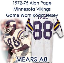 1972-75 Alan Page Minnesota Vikings Signed Game Worn Road Jersey w/ 20 repairs (MEARS A8 / JSA) 
