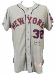 1964 Jesse Gonder (#12) New York Mets Signed Game Worn Road Jersey w/ Team Number Change to 32 in 1966 for Jack Hamilton (MEARS LOA/JSA)