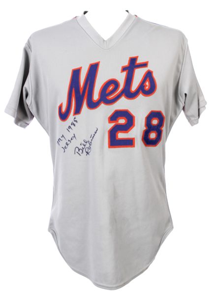 1985 Bill Robinson New York Mets Signed Game Worn Road Uniform w/ Jacket, Stirrups & Belt (MEARS LOA)