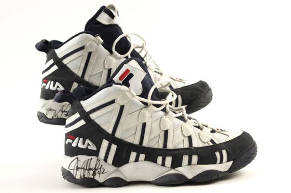 1990s circa Jerry Stackhouse Signed Game Worn Fila Shoes - MEARS LOA (Ed Borash Collection)