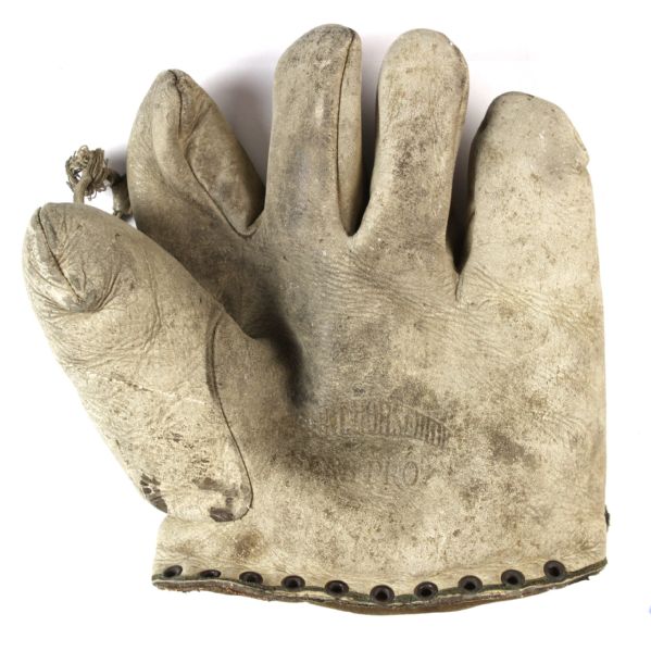 1920s Semi Pro White Buckskin Tunnel Web Baseball Glove