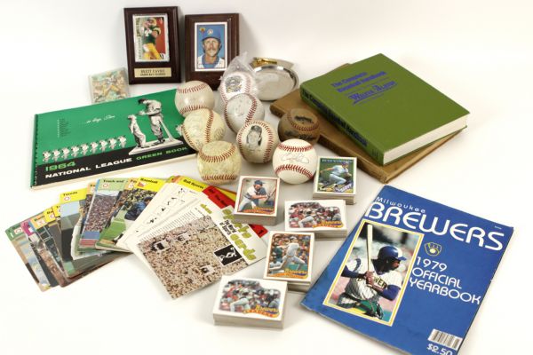 1954-89 Sports Books Baseball Cards Signed Baseballs Memorabilia Collection - Lot of 335 