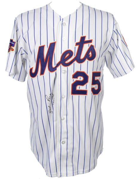1997 Yorkis Perez New York Mets Signed Game Worn Home Jersey (MEARS LOA)