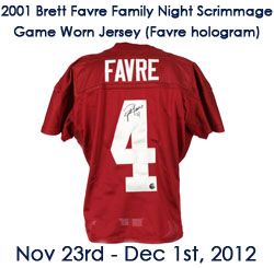 2001 Brett Favre Green Bay Packers Signed Game Worn Family Night Scrimmage Jersey (Favre Hologram)