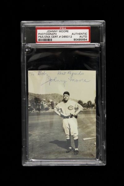 1928-32 Johnny Moore Chicago Cubs Signed 3" x 4" Photo (PSA/DNA Slabbed)
