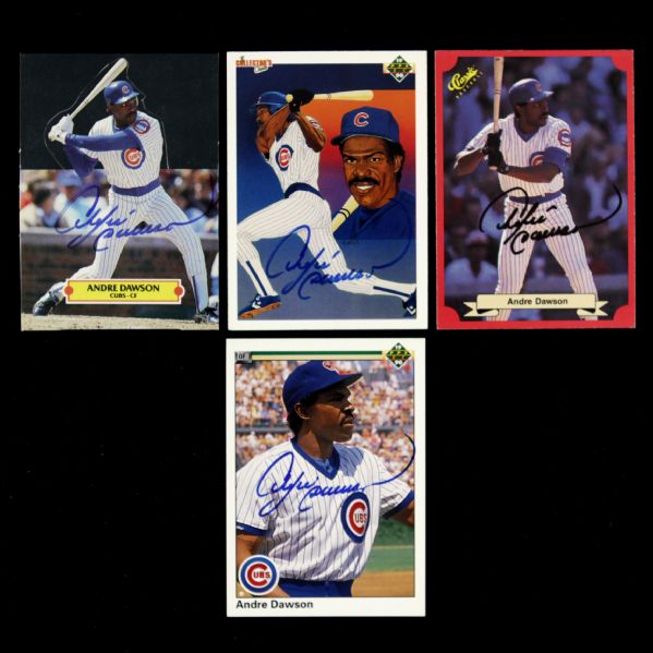 1987-90 Andre Dawson Chicago Cubs Signed Card Collection - Lot of 4 (JSA)