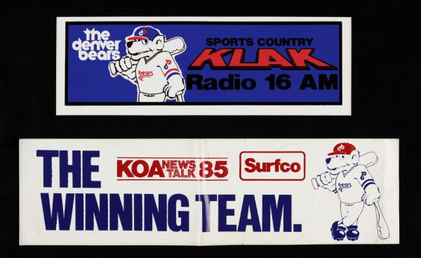 1980s Denver Bears Bumper Stickers (17) & Schedule (5) 