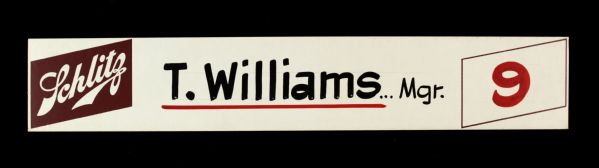 1972 Ted Williams Texas Rangers Milwaukee County Stadium Visiting Clubhouse Nameplate