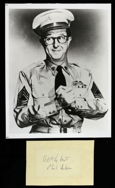1980s Phil Silvers "The King of Chutzpah" 8" x 10" Photo & Signed 3" x 5" Index Card (JSA)