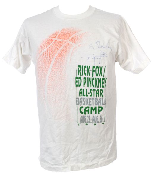 1994 Rick Fox Ed Pinckney Signed Baseketball Camp T Shirt (MEARS LOA)