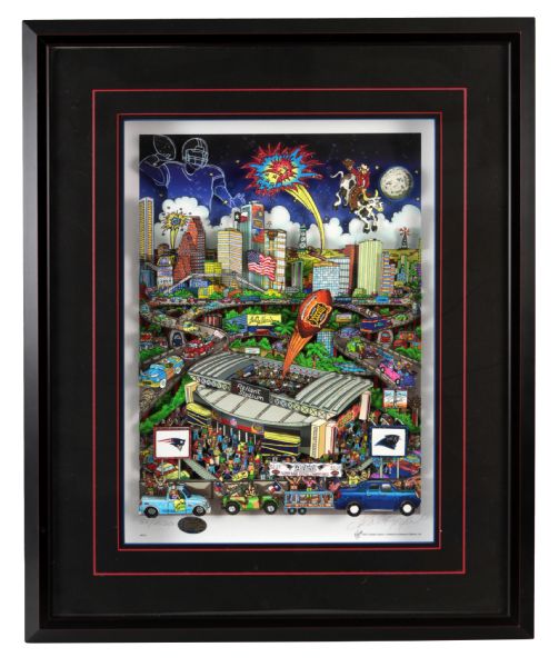 2003 Charles Fazzino Artist Signed Super Bowl XXXVIII 22" x 27" Framed 3D Artwork 88/2500 