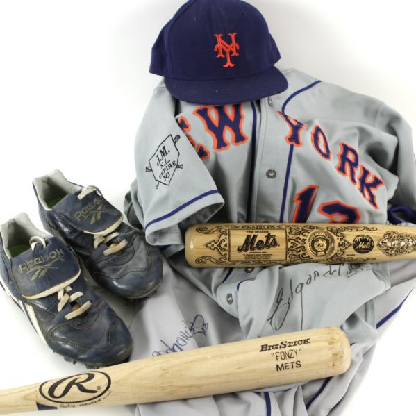 1996 Edgardo Alfonzo New York Mets Game Used Collection - Lot of 6 w/ Uniform, Bat, Cap, Shoes (MEARS LOA/JSA)