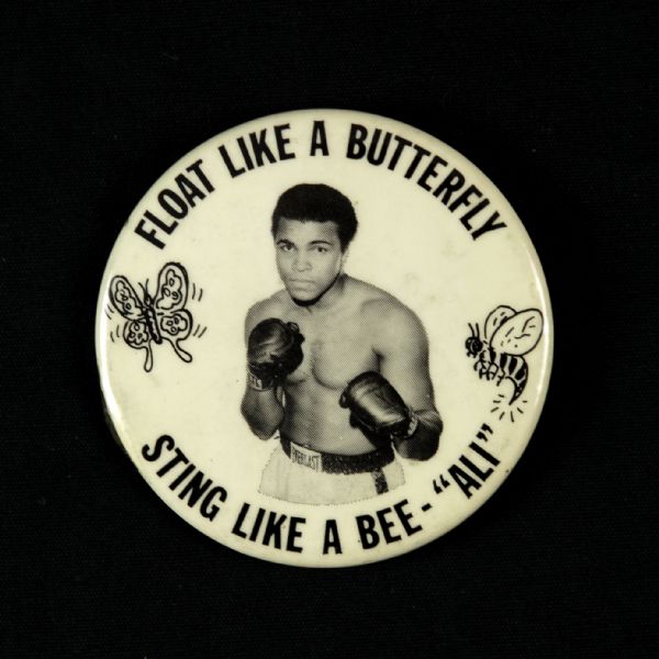 1970s Muhammad Ali Float Like a Butterfly Sting Like a Bee 2 1/2" Pinback Button