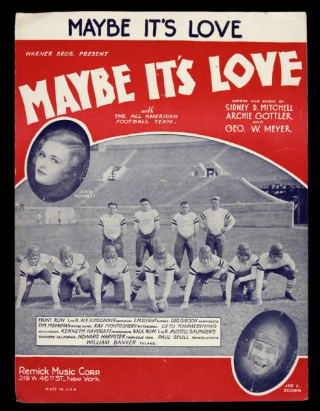 1930 Maybe Its Love w/ The All American Football Team Sheet Music