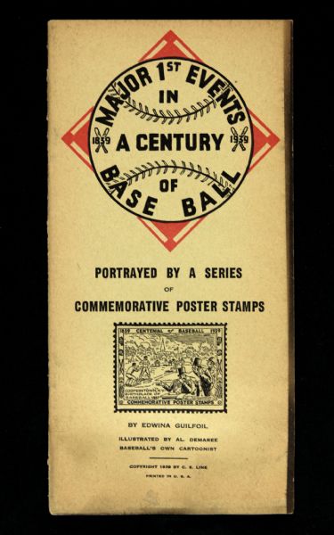 1939 Major 1st Events in a Century of Baseball Commemorative Stamp Book 