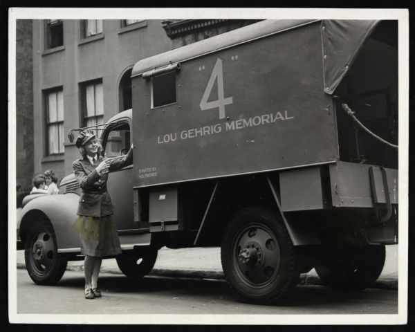 1941 Lou Gehrig Memorial Ambulance Original 7" x 9" Photo