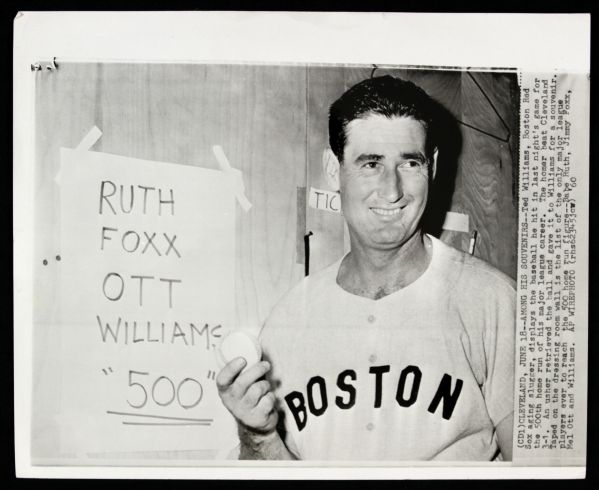 1960 Ted Williams Boston Red Sox Joins 500 HR Club Original 8" x 10" Photo