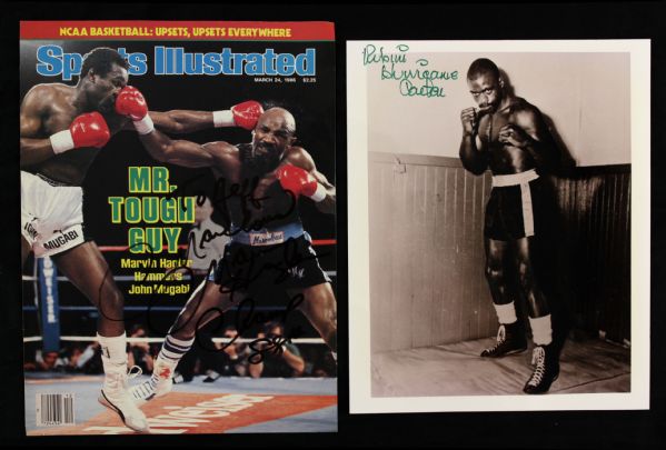 1980s Boxing Signed Photo Collection - Lot of 11 w/ LaMotta, Hurricane Carter, Marvin Hagler & More (JSA)