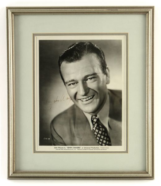 1940 John Wayne (Secretarial) Signed Seven Sinners 8" x 10" Photo in 13" x 15" Frame 