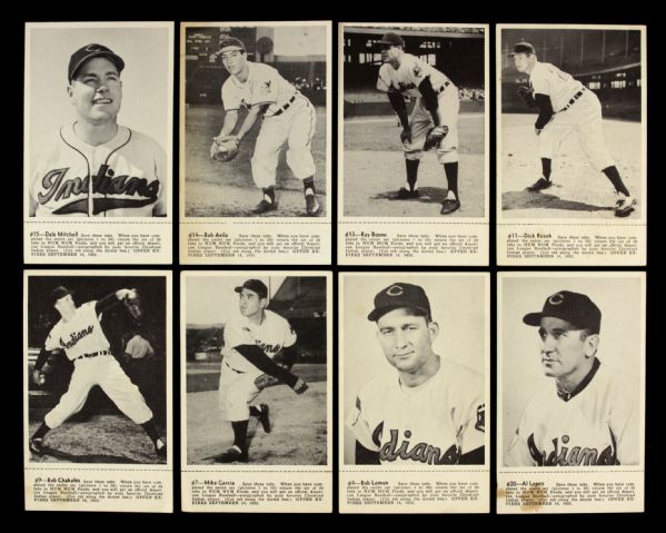 1952 Cleveland Indians Num Num Baseball Card Collection - Lot of 13 w/ Feller, Lemon, Wynn & More