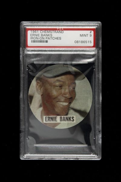 1961 Ernie Banks Chicago Cubs Slabbed Chemstrand Iron On (PSA Mint 9)
