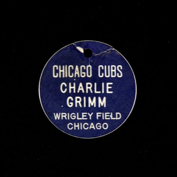 1920s-40s Charlie Grimm Chicago Cubs 2" Locker / Luggage Tag