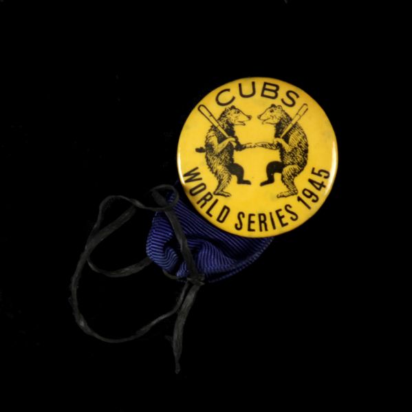 1945 Chicago Cubs Dancing Bears World Series 1.5" Pinback Button & Ribbon 