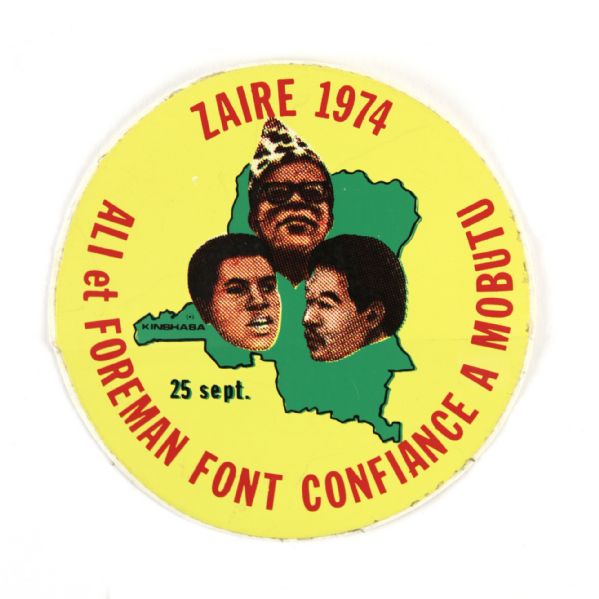 1974 Muhammad Ali George Foreman 3.75" Circular Sticker