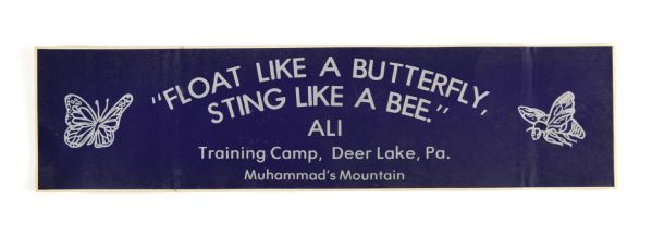 1970s Muhammad Ali Float Like a Butterfly Sting Like a Bee Deer Park Bumper Sticker