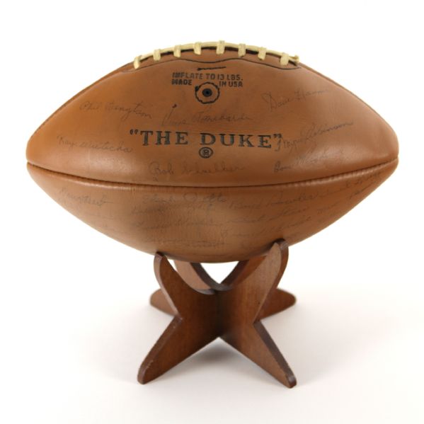 1967 Green Bay Packers Super Worlds Champs Commemorative The Duke Football w/ 48 Stamped Signatures