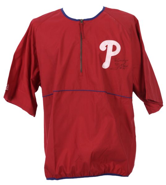 2003-05 Jim Thome Philadelphia Phillies Signed Warm Up Shirt (JSA)