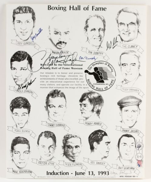 1992-95 Boxing Hall of Fame Induction Posters - Lot of 3 w/ 15 Signatures Including Hagler, Dundee, Norton & More (JSA)