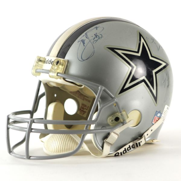 1990s Troy Aikman Emmitt Smith Michael Irvin Dallas Cowboys Signed Helmet (PSA/DNA)