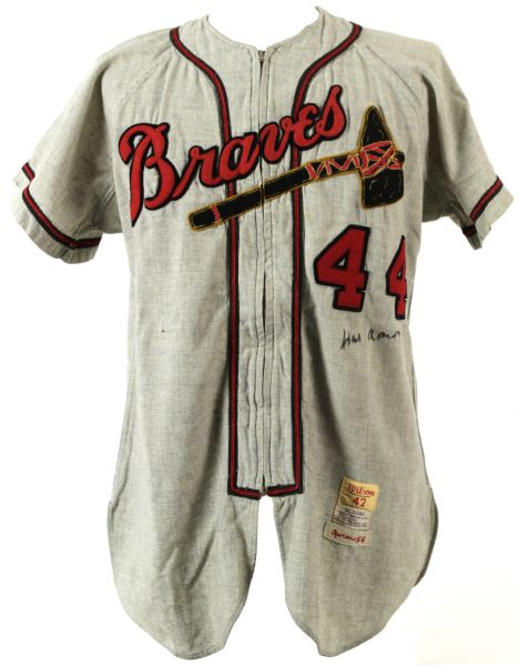 1956 Hank Aaron Milwaukee Braves Signed Game Worn Road Jersey (MEARS A5)