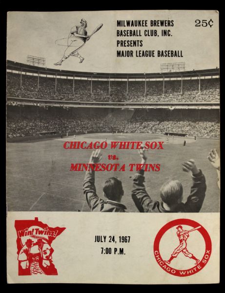 1967 Chicago White Sox Minnesota Twins Milwaukee County Stadium Exhibition Game Program 