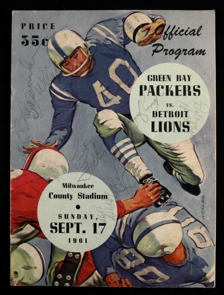 1961 Green Bay Packers Detroit Lions Milwaukee County Stadium Signed Program w/ Lombardi, Starr & More (MEARS LOA)