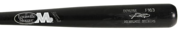 2009 circa Prince Fielder Milwaukee Brewers M9 Rock Hard Maple Louisville Slugger Professional Model Game Used Bat (MEARS LOA)