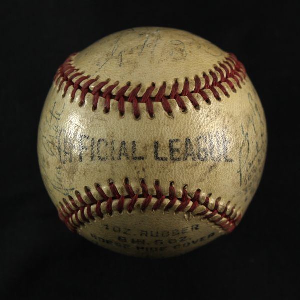 1950 circa Milwaukee Brewers Team Signed Baseball w/ 23 Signatures Including Johnny Logan, & More (MEARS LOA)