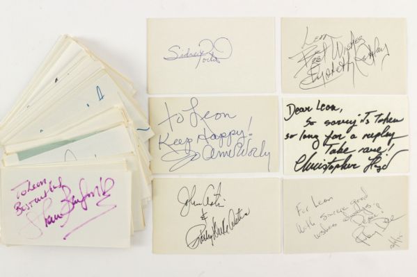 1970s-90s Celebrity Signed Index Card Collection - Lot of 125+ (MEARS LOA) 