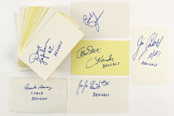 1970s-90s Cincinnati Bengals Signed Index Card Collection - Lot of 75+ w/ Munoz, Collinsworth & More (MEARS LOA)