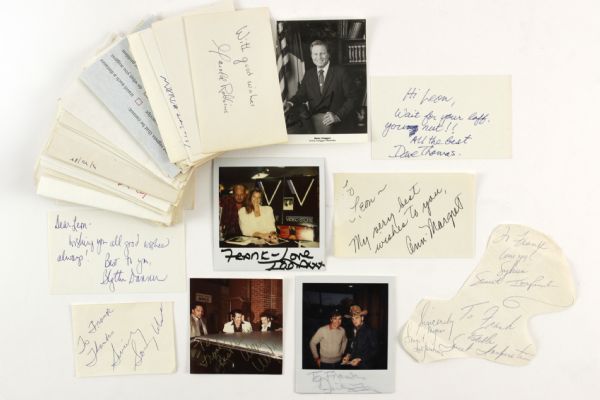 1970s-80s Celebrity Signed Index Card Collection - Lot of 200+ (MEARS LOA)
