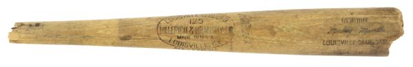 1950s Mickey Mantle New York Yankees H&B Louisville Slugger Game Used Bat Barrel (MEARS LOA)