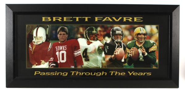 1990s Brett Favre Passing Through The Years 20" x 41" Framed Photo Collage
