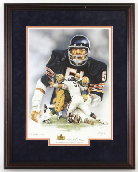 1979 Dick Butkus Chicago Bears Signed 23" x 30" Framed Hall of Fame Print 221/510 (Hall of Fame COA)