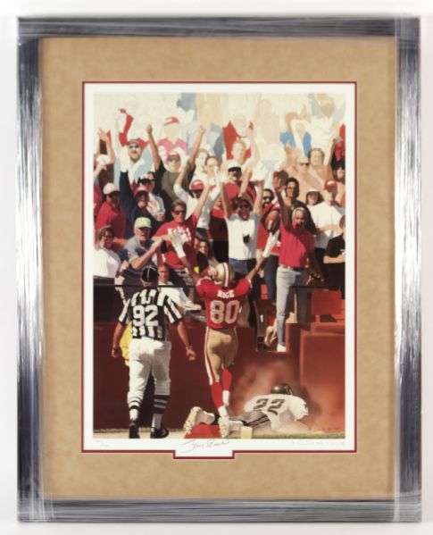 1992 Jerry Rice San Francisco 49ers Signed 24" x 30" Framed Print 844/950 (Artist COA)