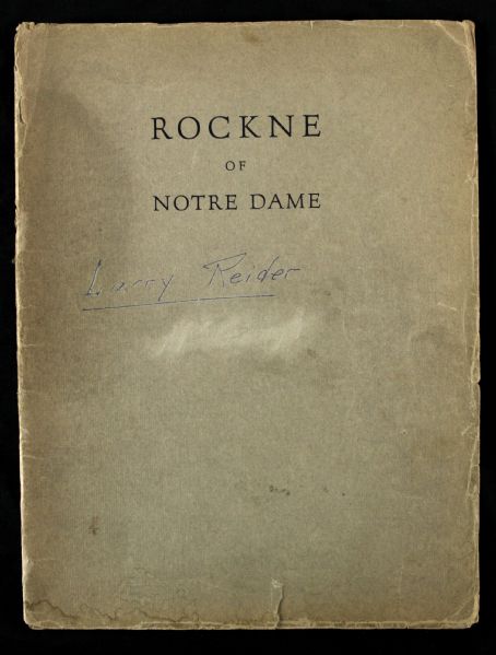 1931 Rockne of Notre Dame Rockne Memorial Association Booklet 